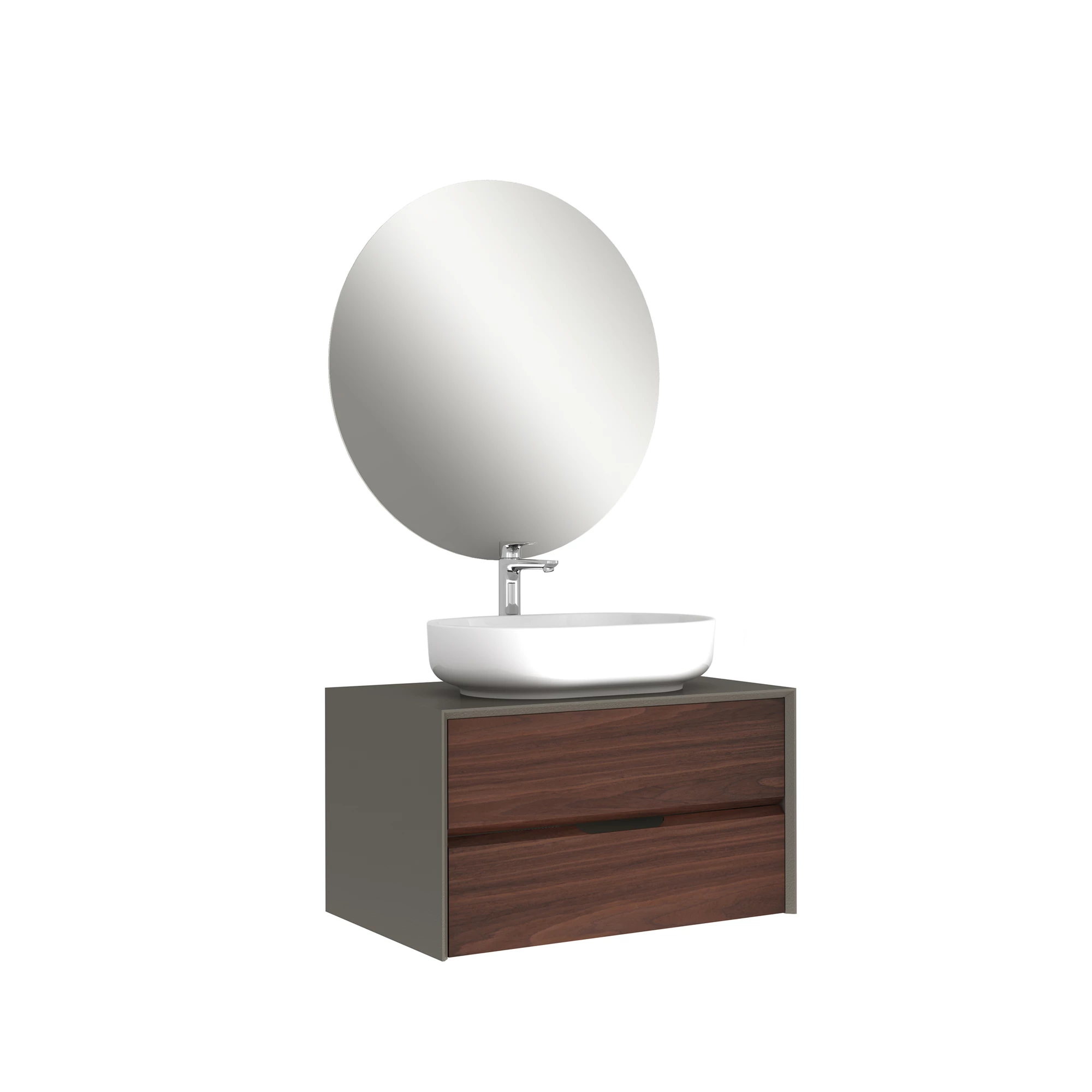 Zero 2.0 Badschrankset Anthrazit/Walnuss