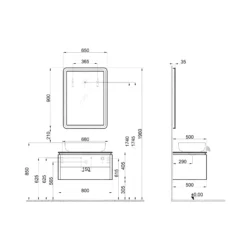Lotus Badschrankset Mattweiss/Mattpolsandro – Bild 3
